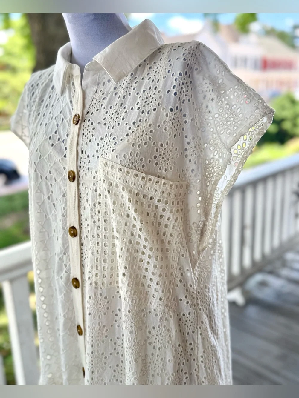 Free People Ivory Eyelet Button-Front Maxi Dress - Picture 5 of 15